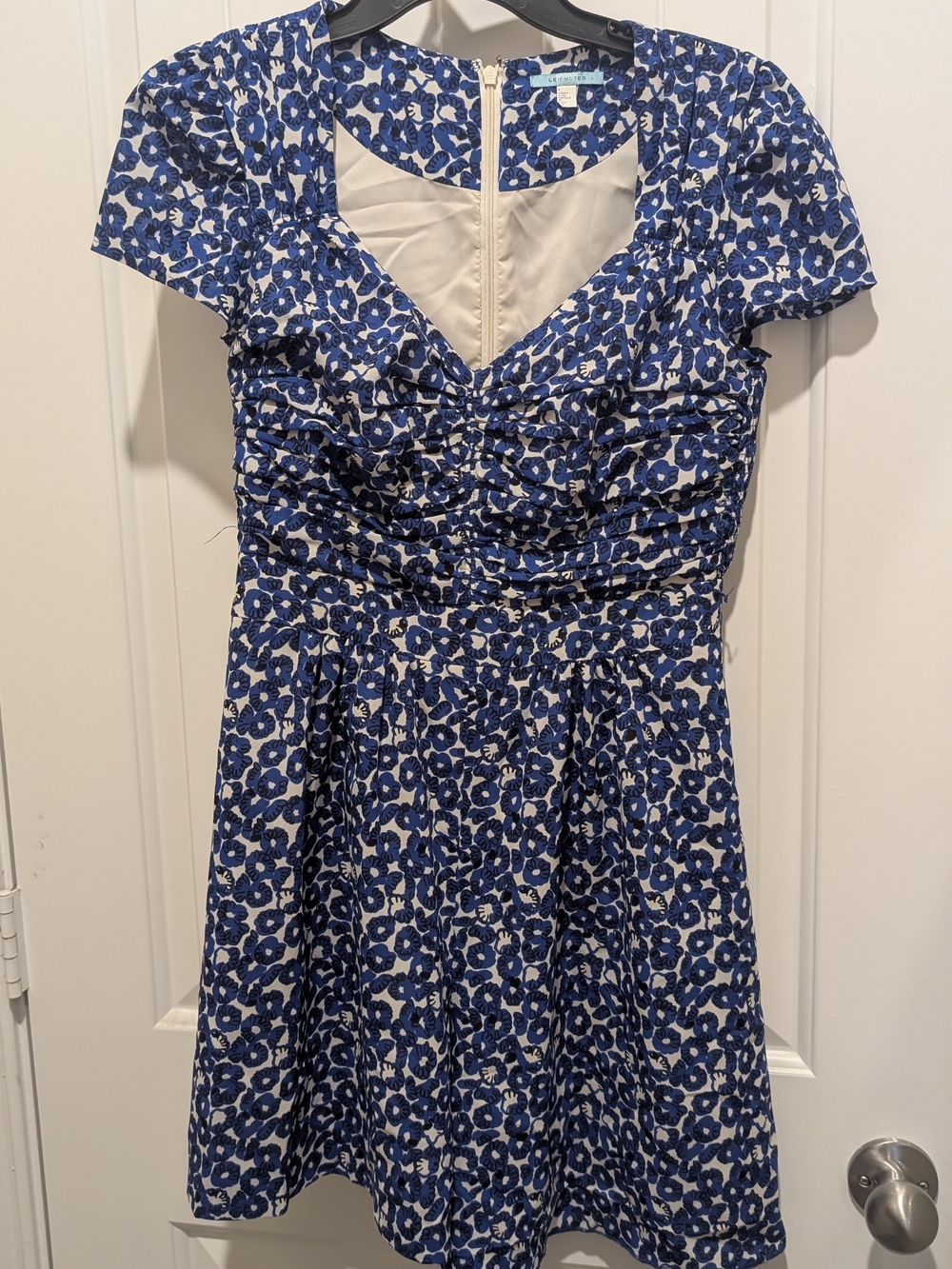 Blue Floral Fit-and-Flare Romper Leifnotes By Anthropology